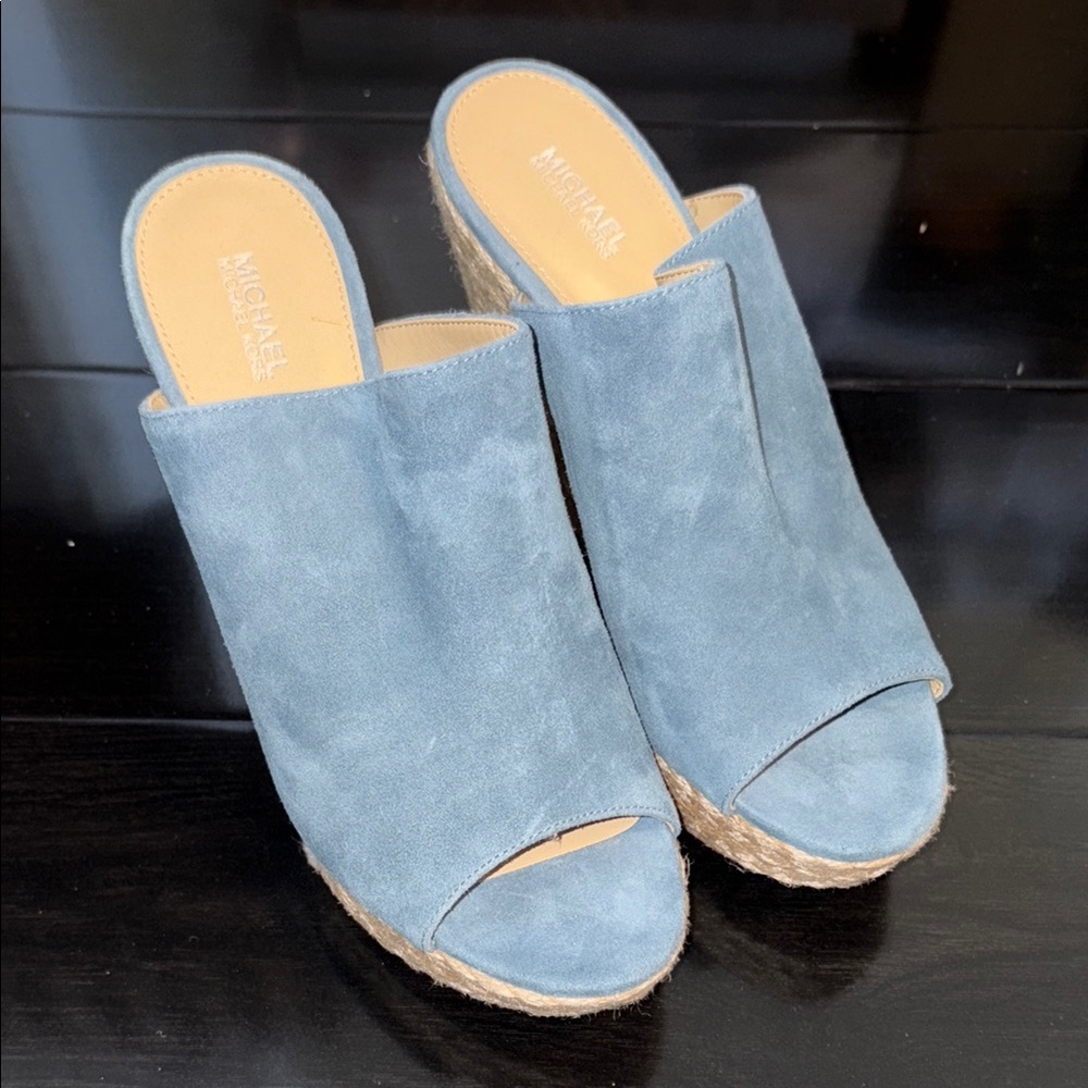 Michael Kors Blue Suede Mules
